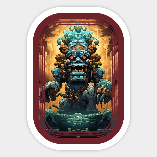 Mayan God Statue Sticker by DavidLoblaw